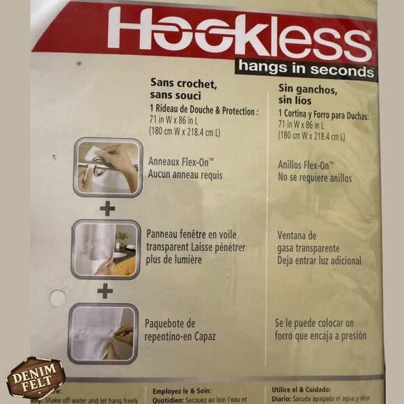 Hookless White Waffle 3-in-1 Fabric Shower Curtain w/ Liner 71”x86” – NEW! - Picture 10 of 10